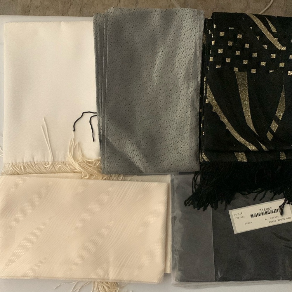 Five dress scarves